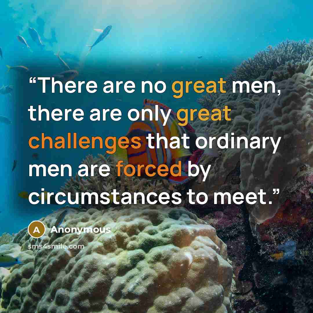 “There are no great men, there are only great challenges that ordinary men are forced by circumstances to meet.” quote by Anonymous
