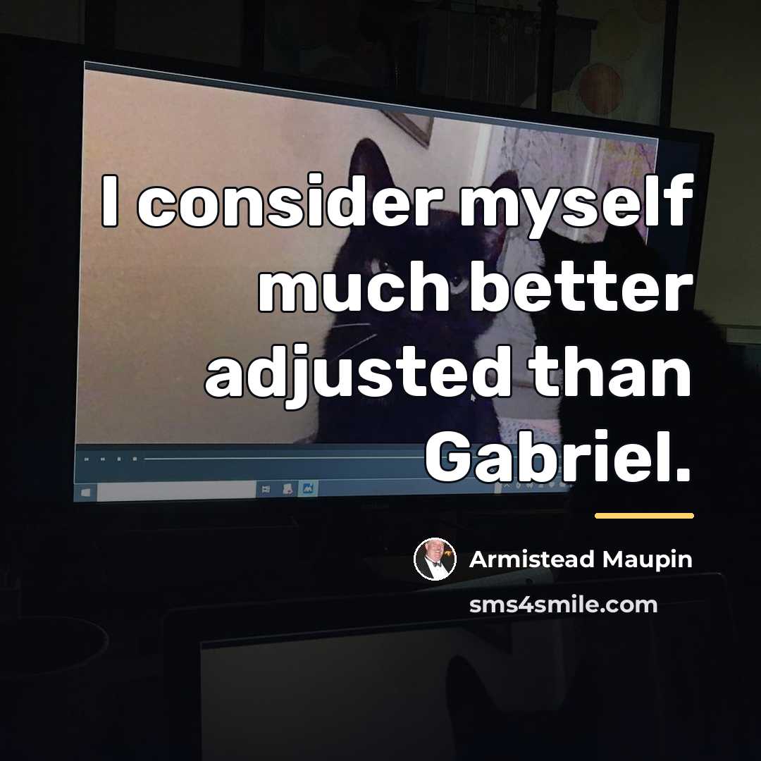 “I consider myself much better adjusted than Gabriel.…” quote by Armistead Maupin