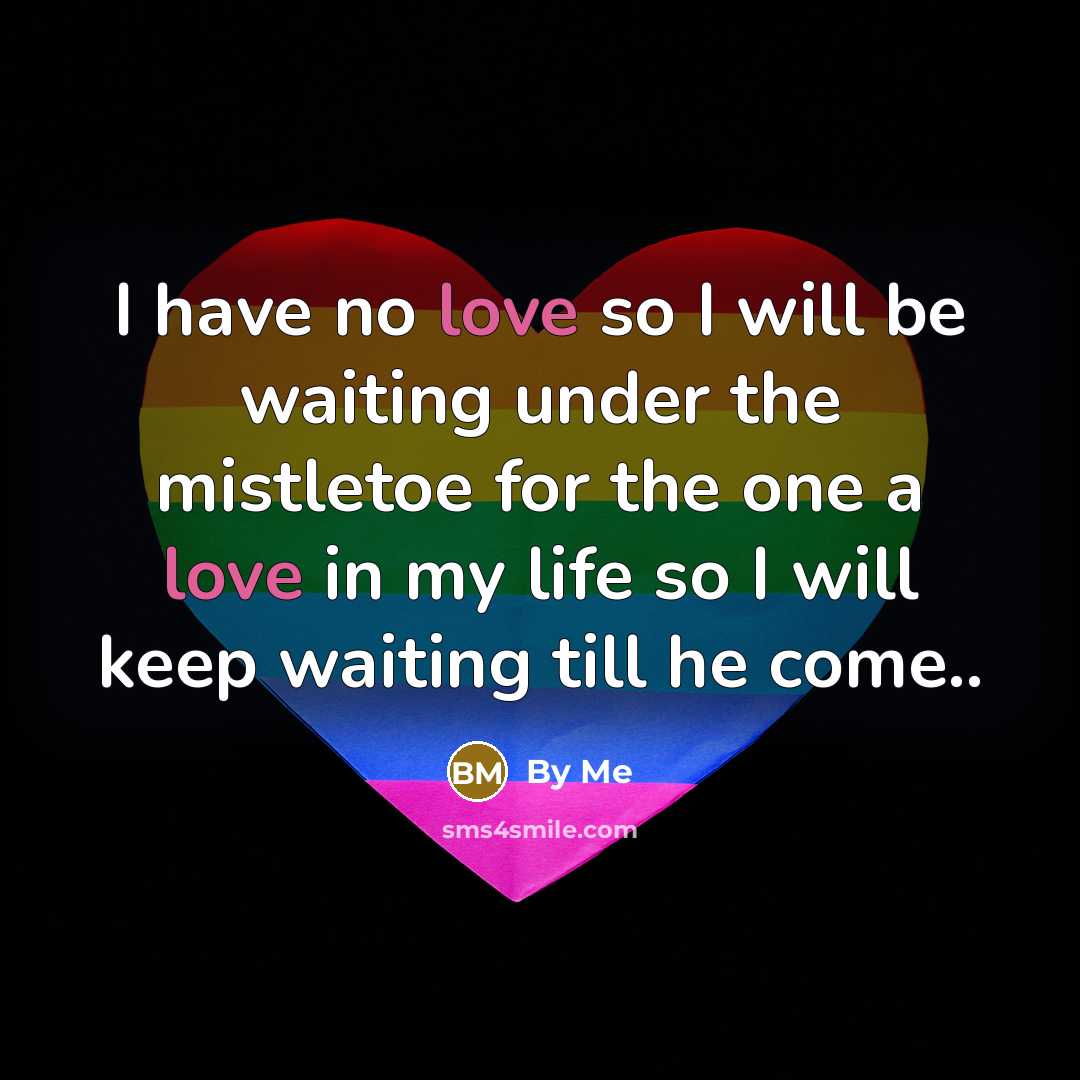 “I have no love so I will be waiting under the mistletoe for the one a love in my life so I will keep waiting till he come..” quote by By Me