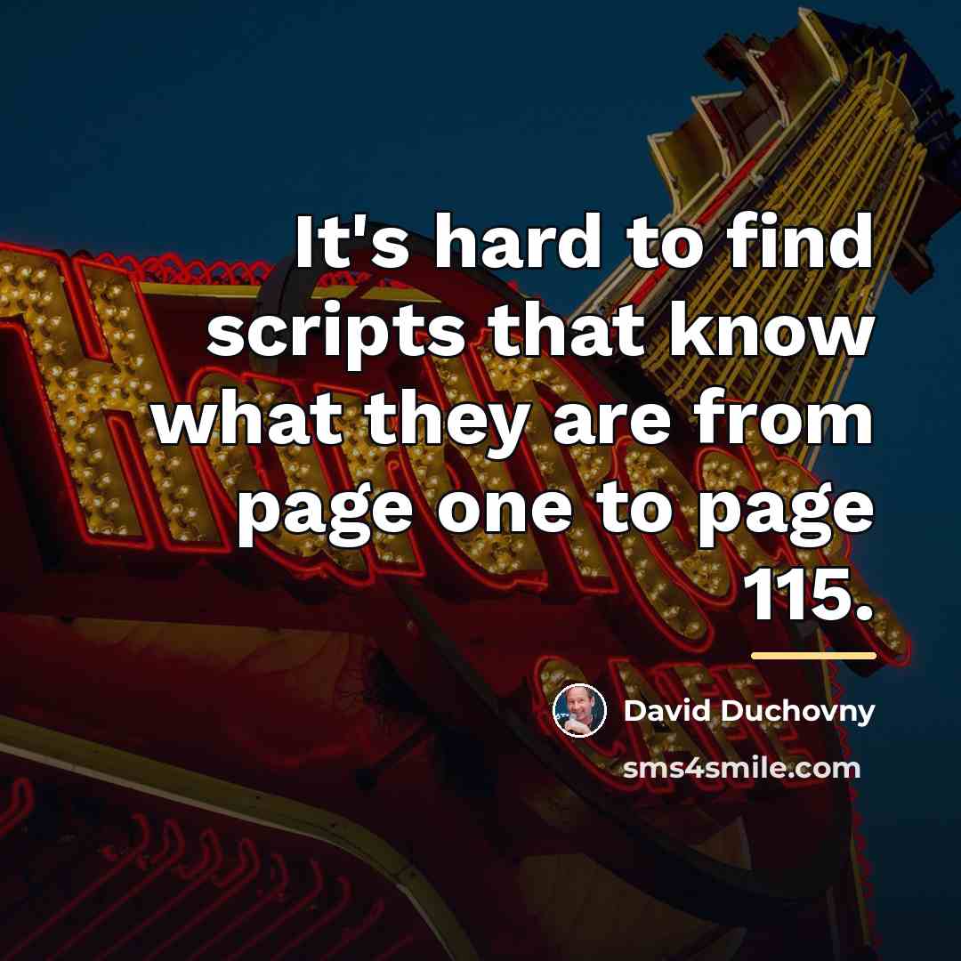 “It's hard to find scripts that know what they are…” quote by David Duchovny