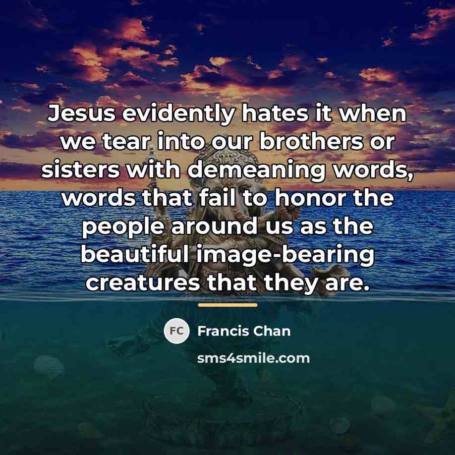 “Jesus evidently hates it when we tear into our brothers…” quote by Francis Chan