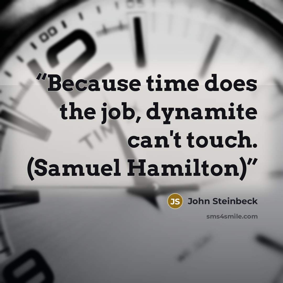 “Because time does the job, dynamite can't touch. (Samuel Hamilton)” quote by John Steinbeck