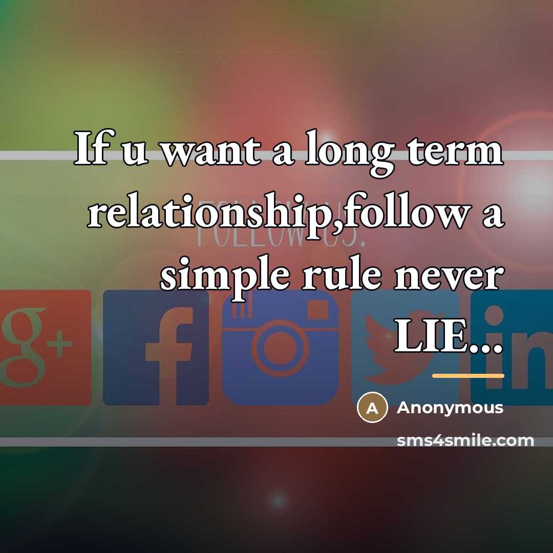 “If u want a long term relationship,follow a simple rule…” quote by Anonymous