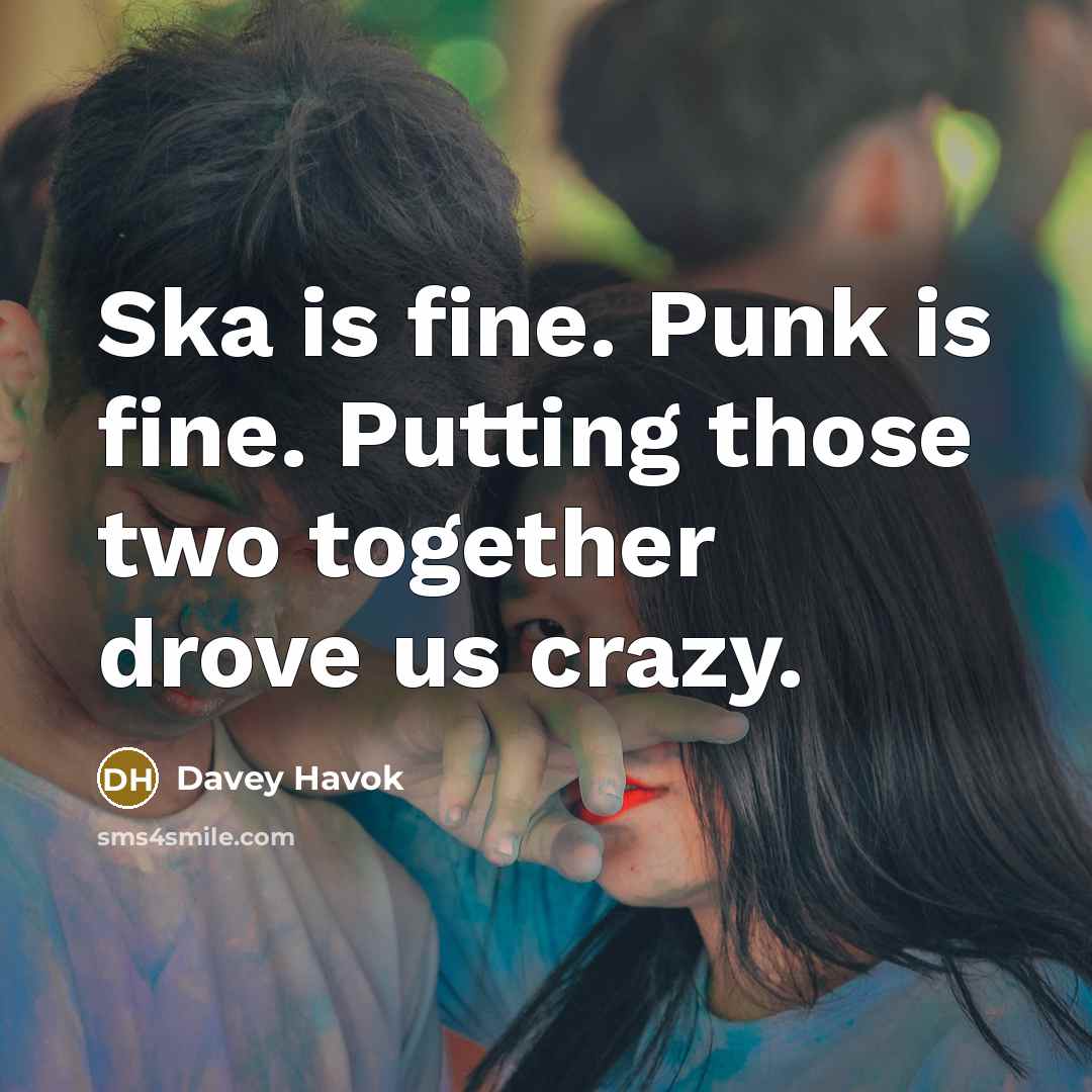 “Ska is fine. Punk is fine. Putting those two together…” quote by Davey Havok