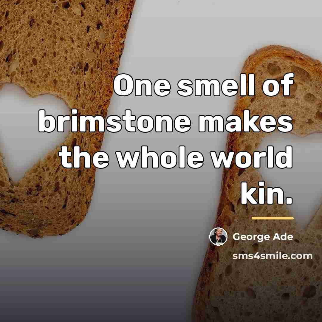 “One smell of brimstone makes the whole world kin.…” quote by George Ade