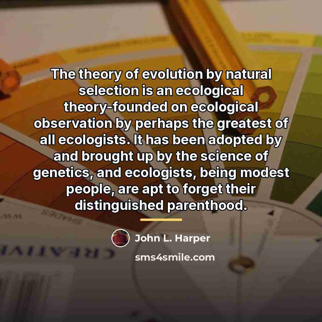 “The theory of evolution by natural selection is an ecological…” quote by Anonymous