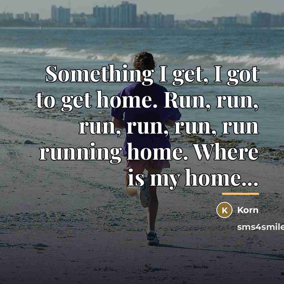 “Something I get, I got to get home. Run, run,…” quote by Korn
