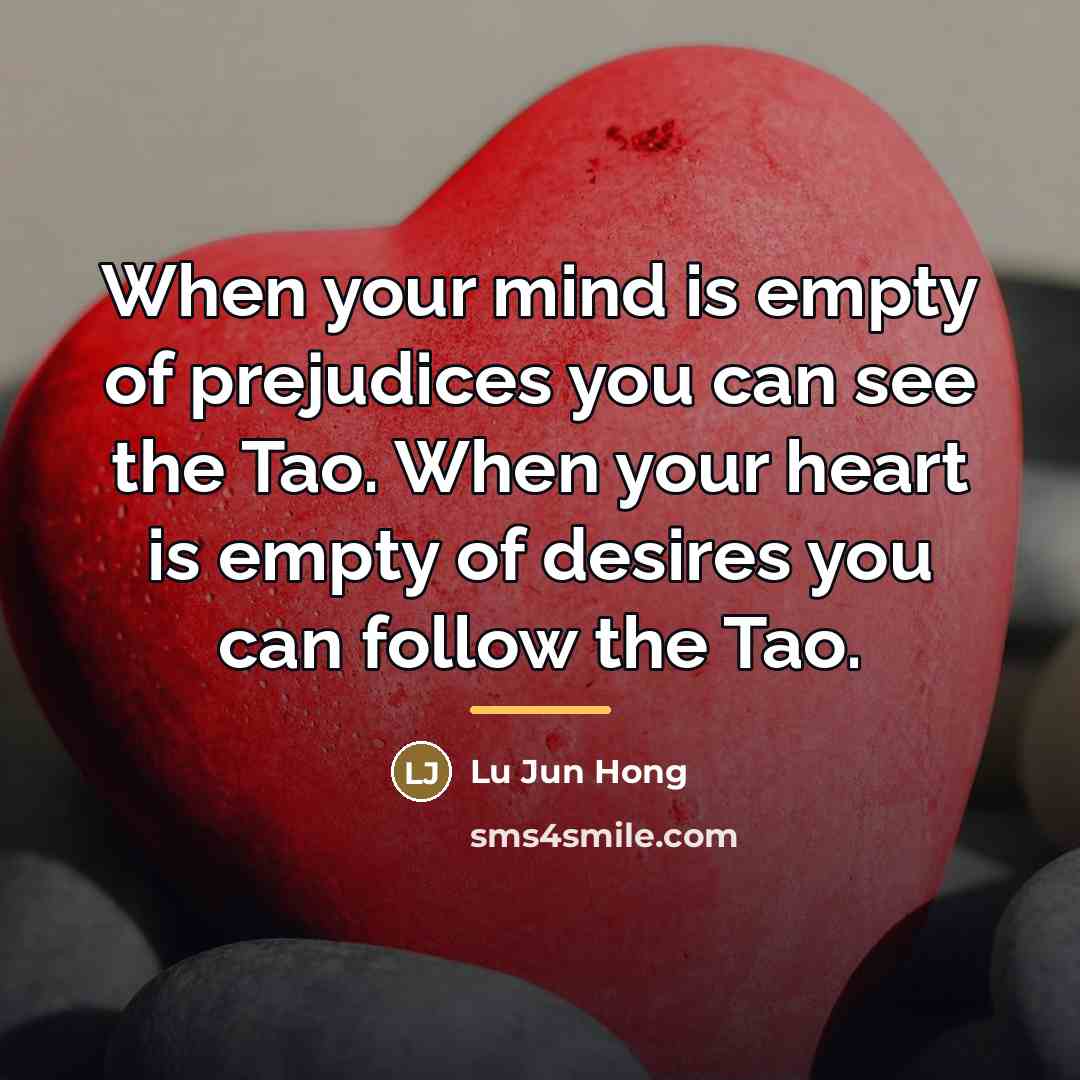 “When your mind is empty of prejudices you can see…” quote by Lu Jun Hong