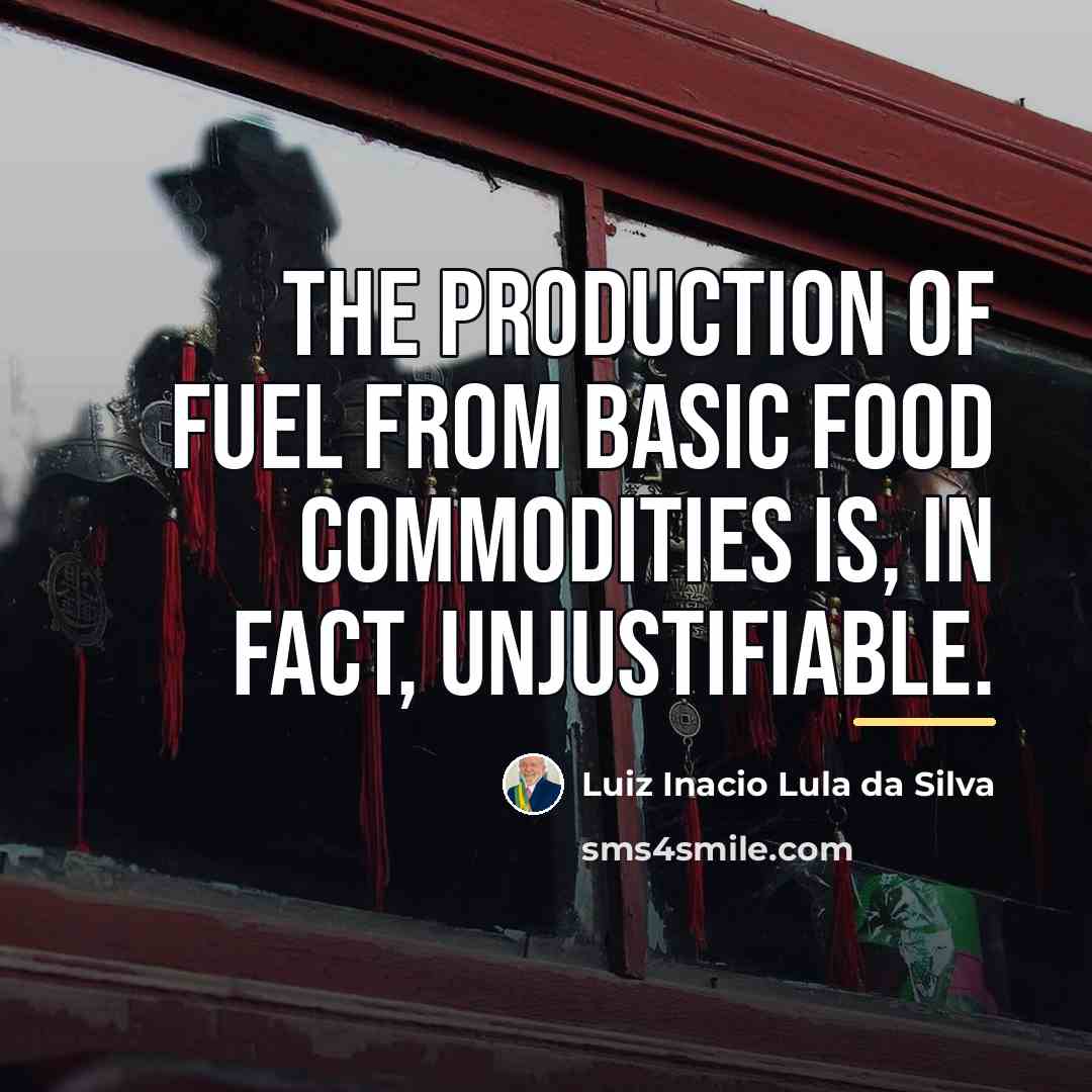 “The production of fuel from basic food commodities is, in…” quote by Luiz Inacio Lula da Silva