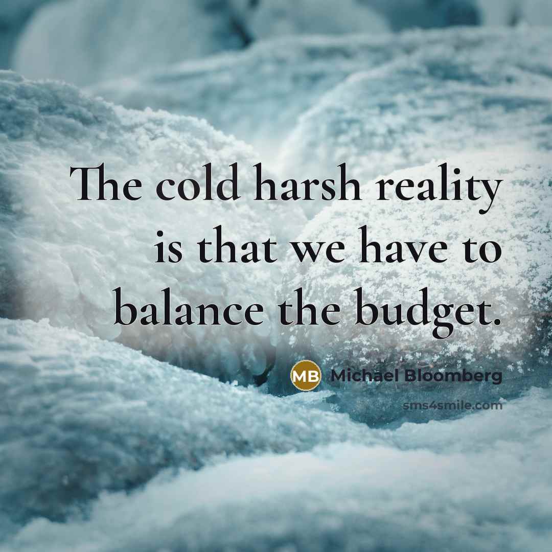 “The cold harsh reality is that we have to balance…” quote by Michael Bloomberg