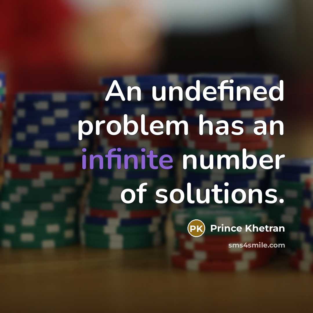 “An undefined problem has an infinite number of solutions.” quote by Prince Khetran