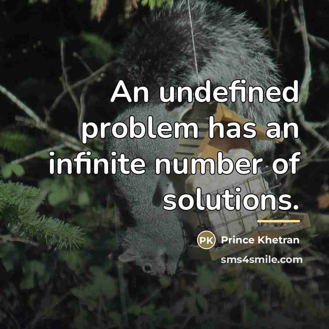 “An undefined problem has an infinite number of solutions.…” quote by Prince Khetran