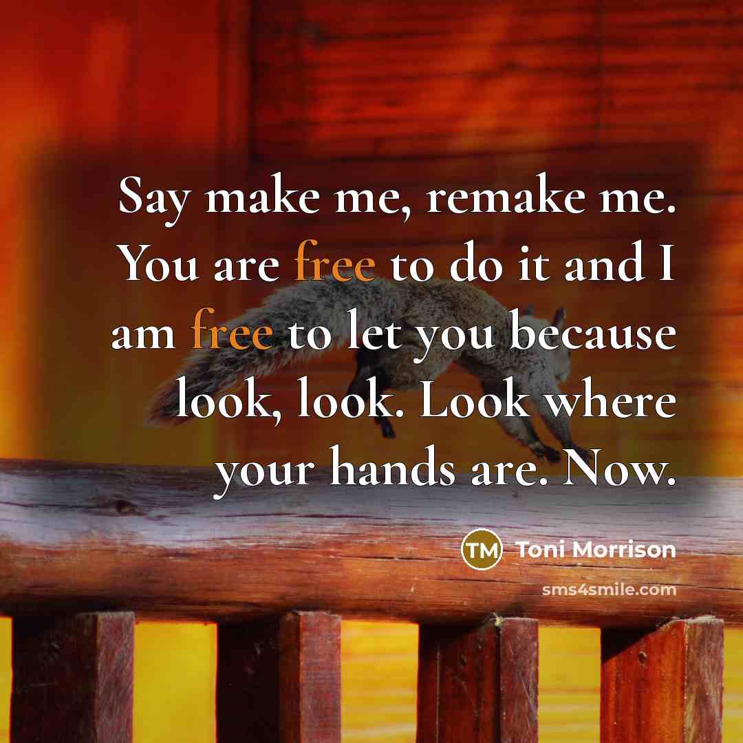 “Say make me, remake me. You are free to do…” quote by Toni Morrison