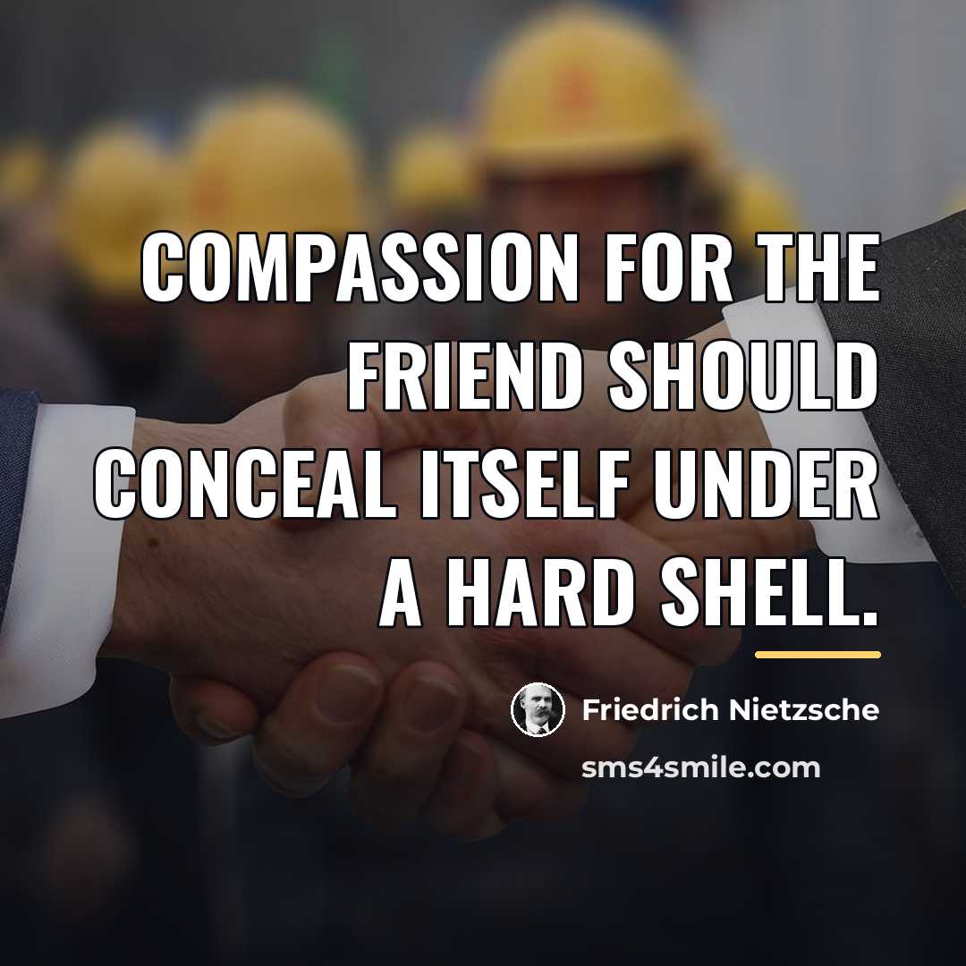 “Compassion for the friend should conceal itself under a hard…” quote by Friedrich Nietzsche
