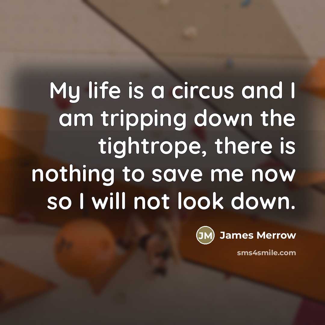 “My life is a circus and I am tripping down…” quote by James Merrow