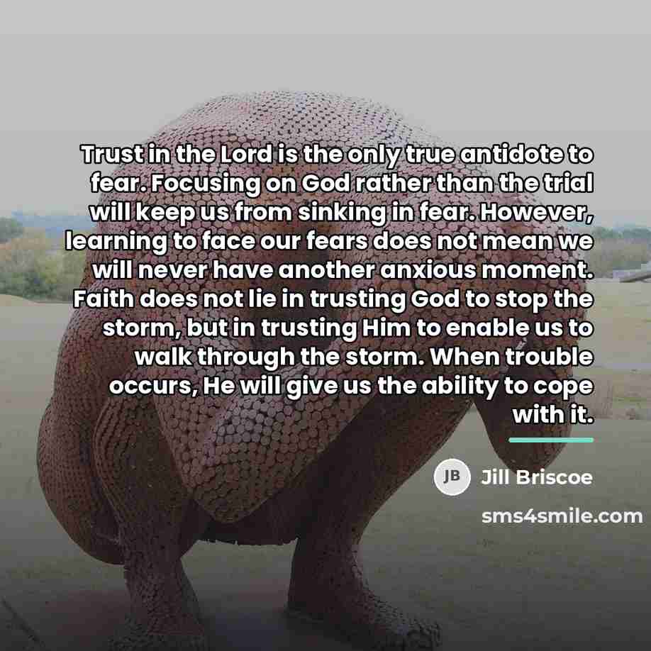 “Trust in the Lord is the only true antidote to…” quote by Jill Briscoe