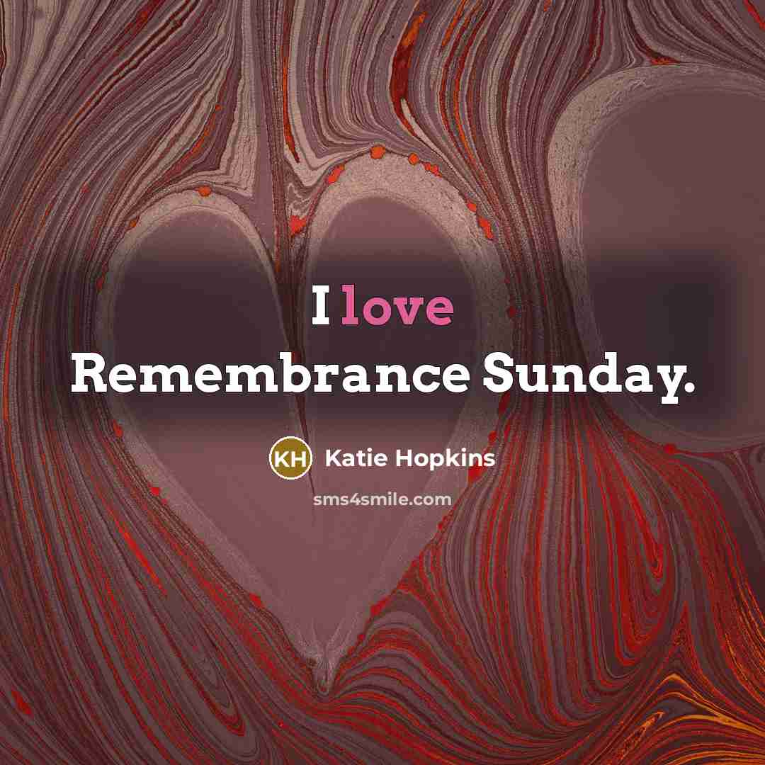 “I love Remembrance Sunday.…” quote by Katie Hopkins