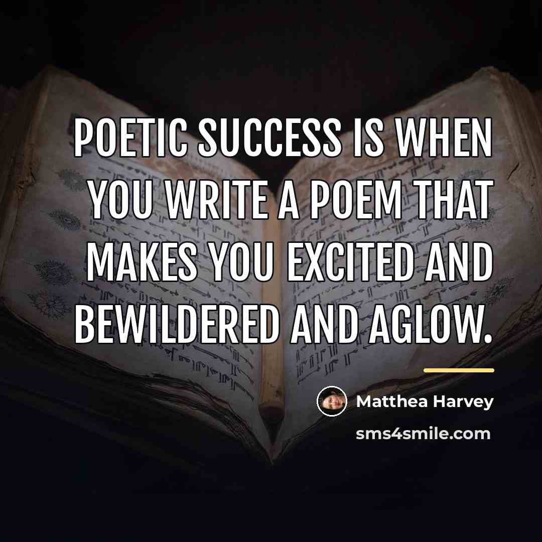 “Poetic success is when you write a poem that makes…” quote by Matthea Harvey