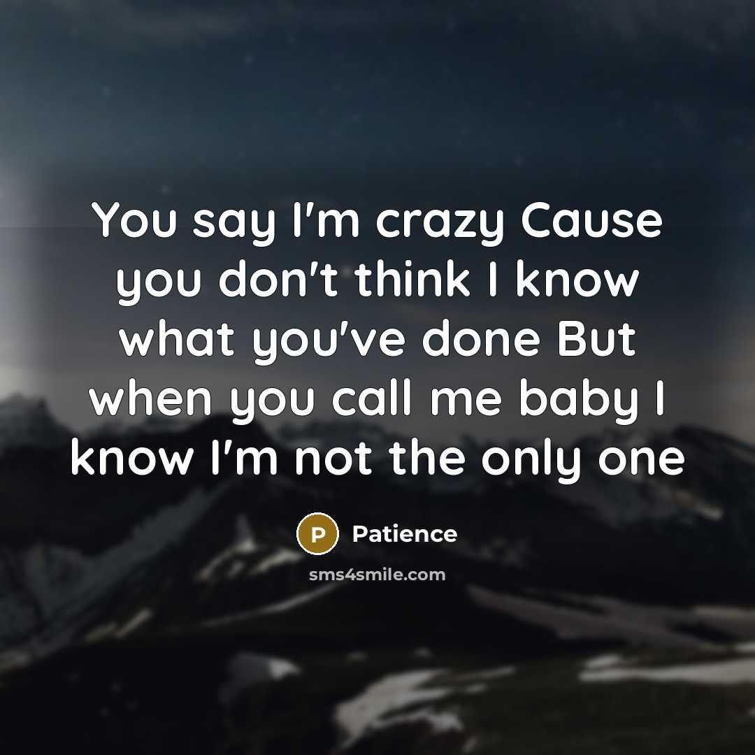 “You say I'm crazy Cause you don't think I know…” quote by Patience