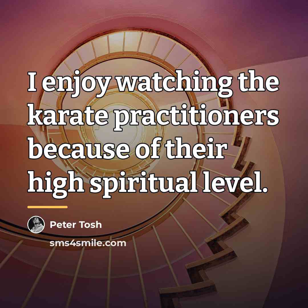 “I enjoy watching the karate practitioners because of their high…” quote by Peter Tosh