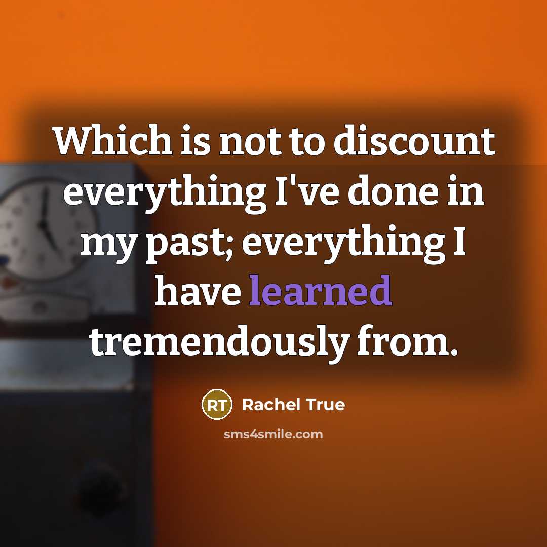 “Which is not to discount everything I've done in my…” quote by Rachel True