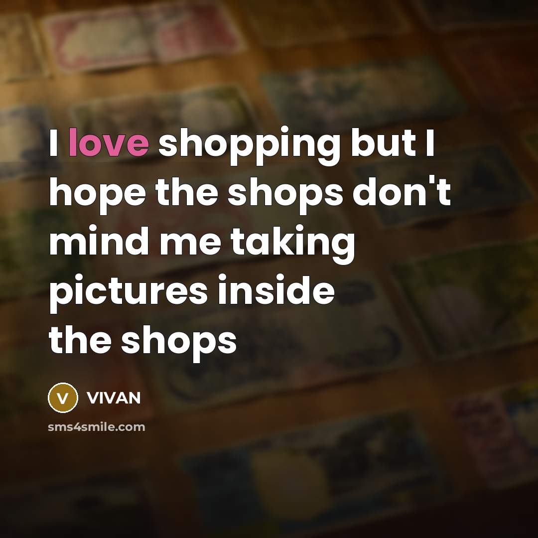 “I love shopping but I hope the shops don't mind…” quote by VIVAN