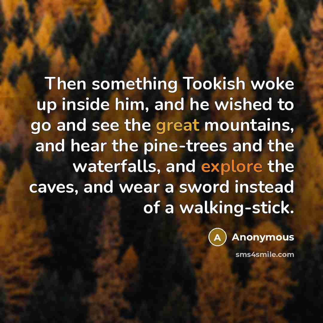 “Then something Tookish woke up inside him, and he wished…” quote by Anonymous