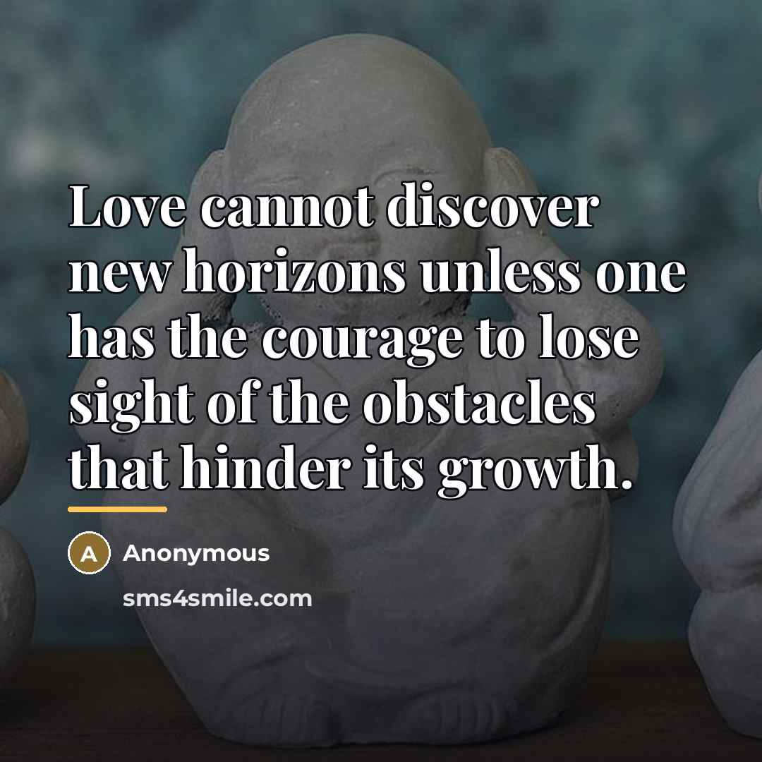 “Love cannot discover new horizons unless one has the courage…” quote by Anonymous