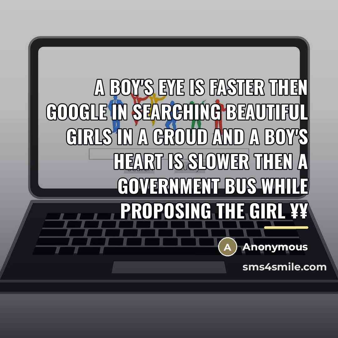 “A Boy's Eye is Faster then GOOGLE in searching Beautiful…” quote by Anonymous