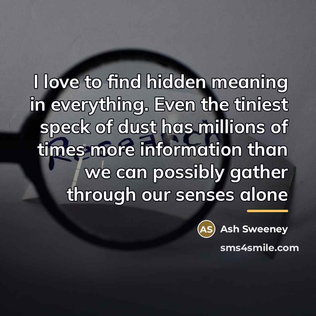 “I love to find hidden meaning in everything. Even the…” quote by Ash Sweeney