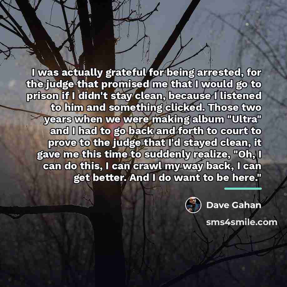 “I was actually grateful for being arrested, for the judge…” quote by Dave Gahan