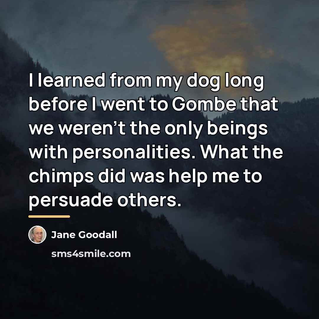 “I learned from my dog long before I went to…” quote by Jane Goodall