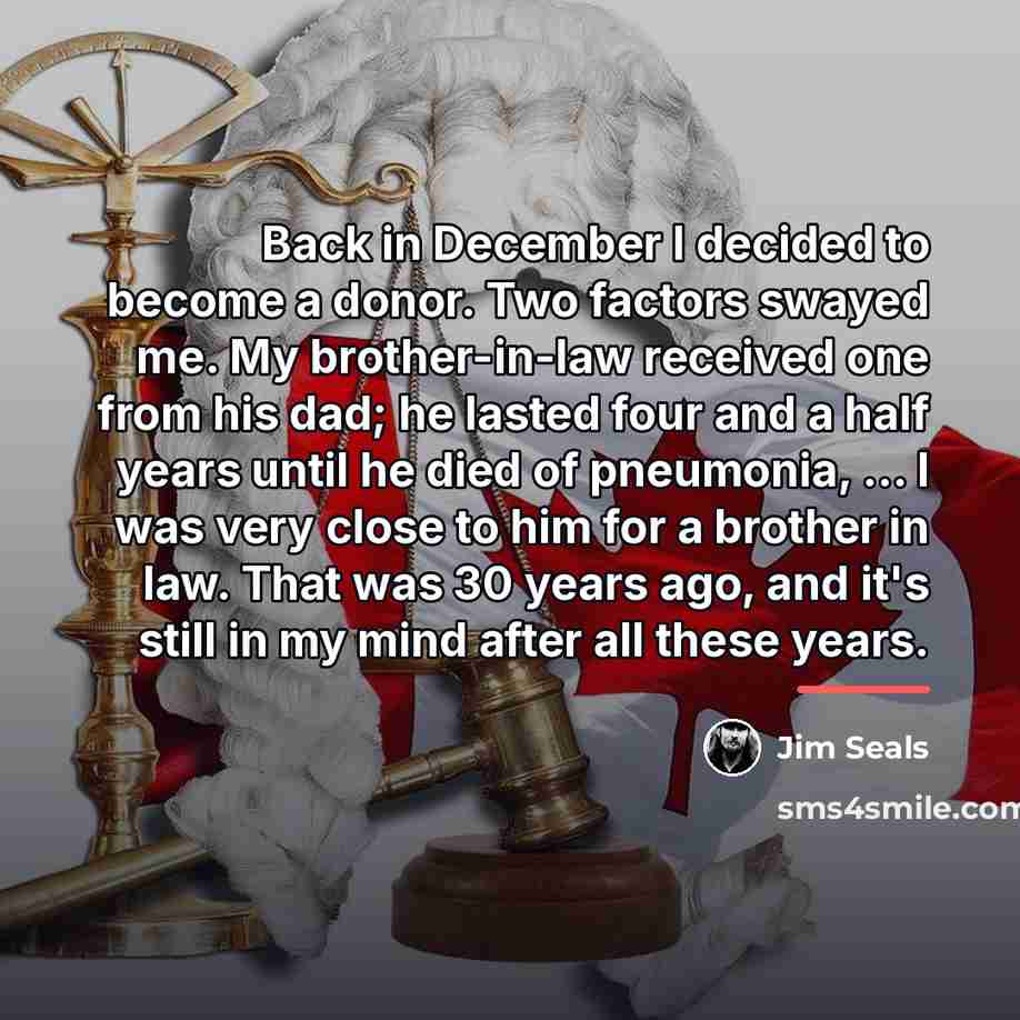 “Back in December I decided to become a donor. Two…” quote by Jim Seals