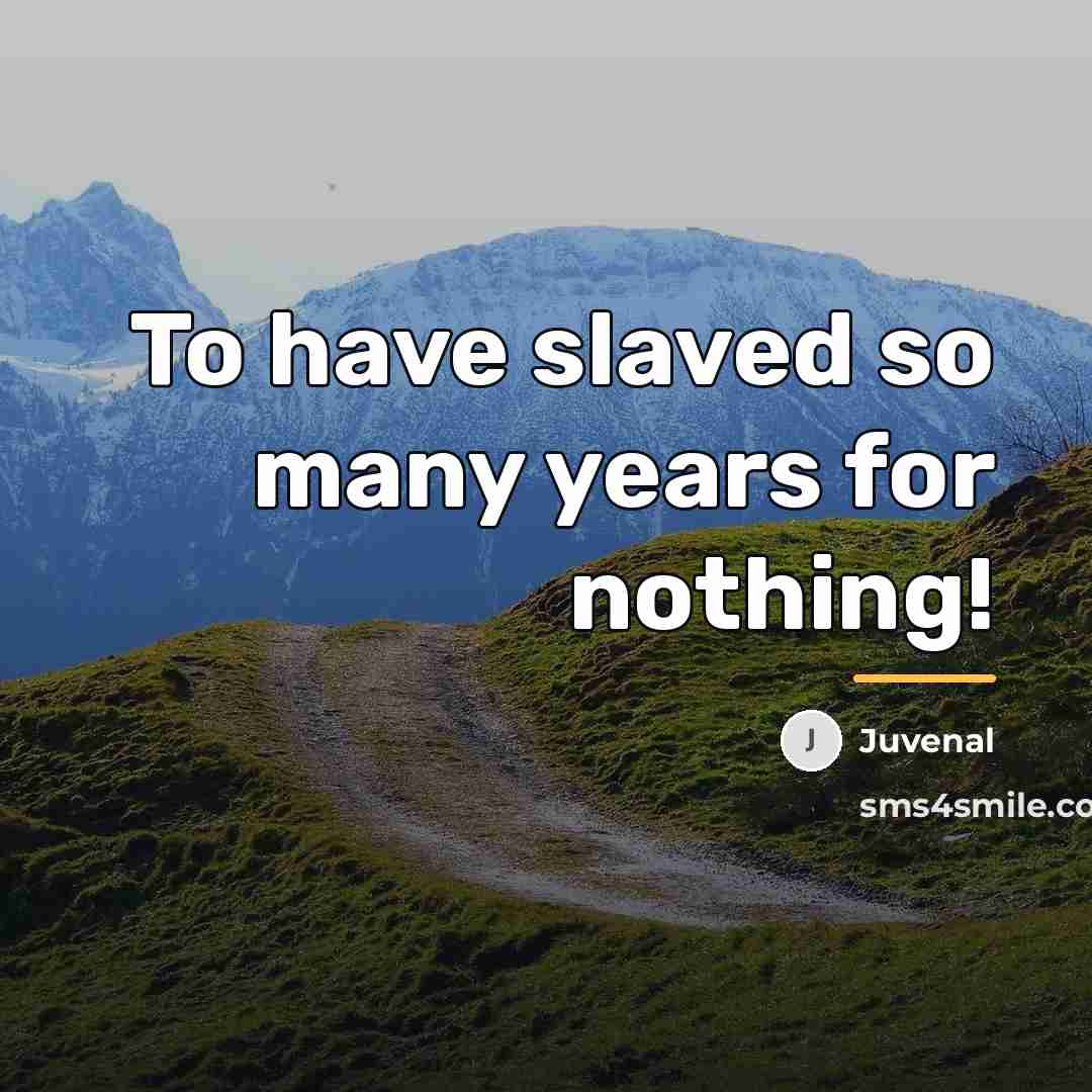 “To have slaved so many years for nothing!…” quote by Juvenal