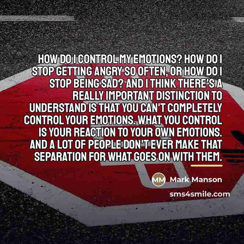 “How do I control my emotions? How do I stop…” quote by Mark Manson