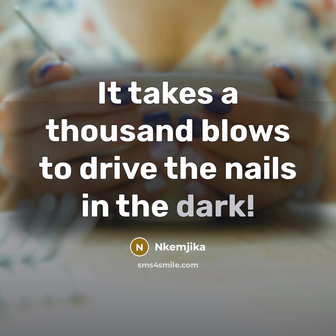 “It takes a thousand blows to drive the nails in the dark!” quote by Nkemjika