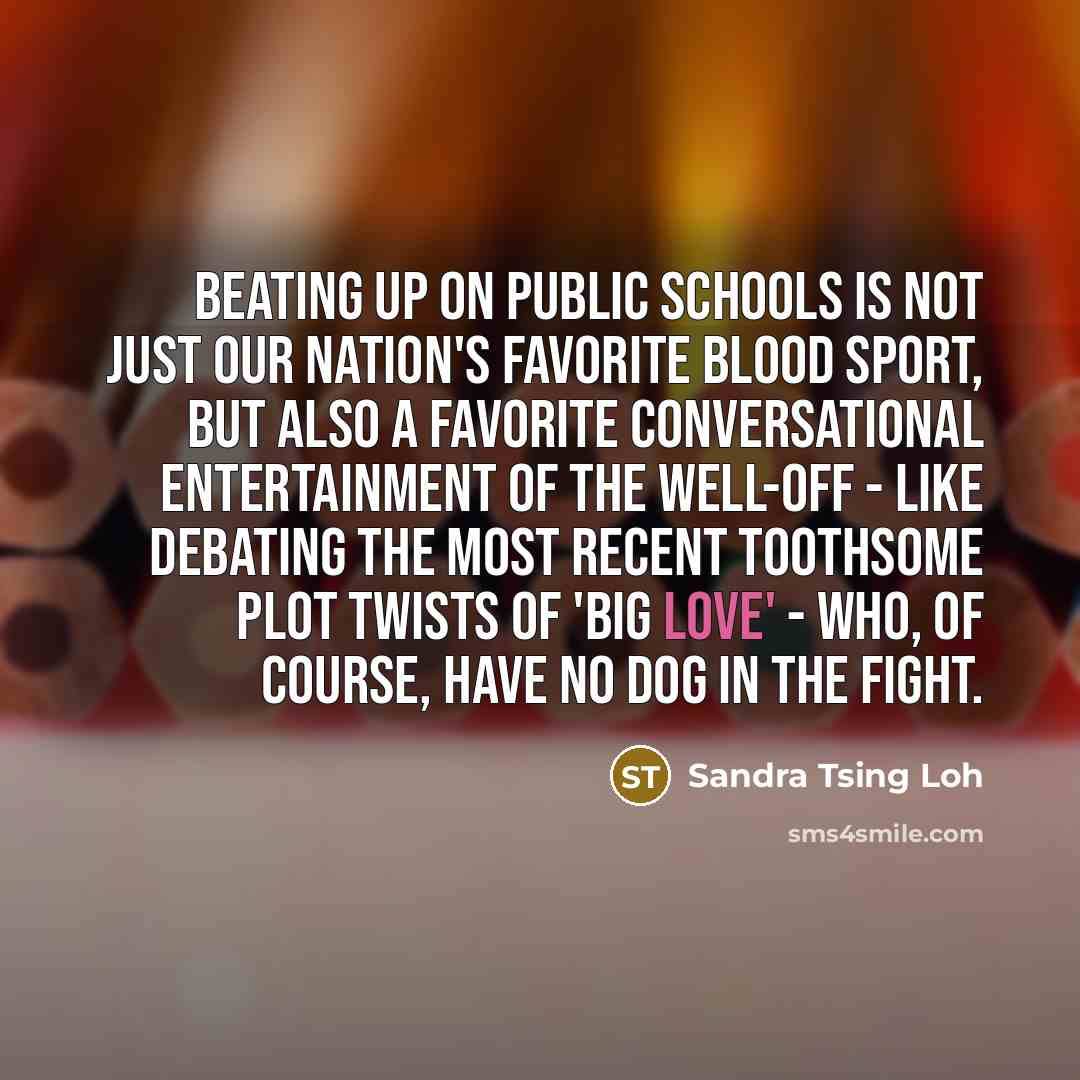 “Beating up on public schools is not just our nation's…” quote by Sandra Tsing Loh