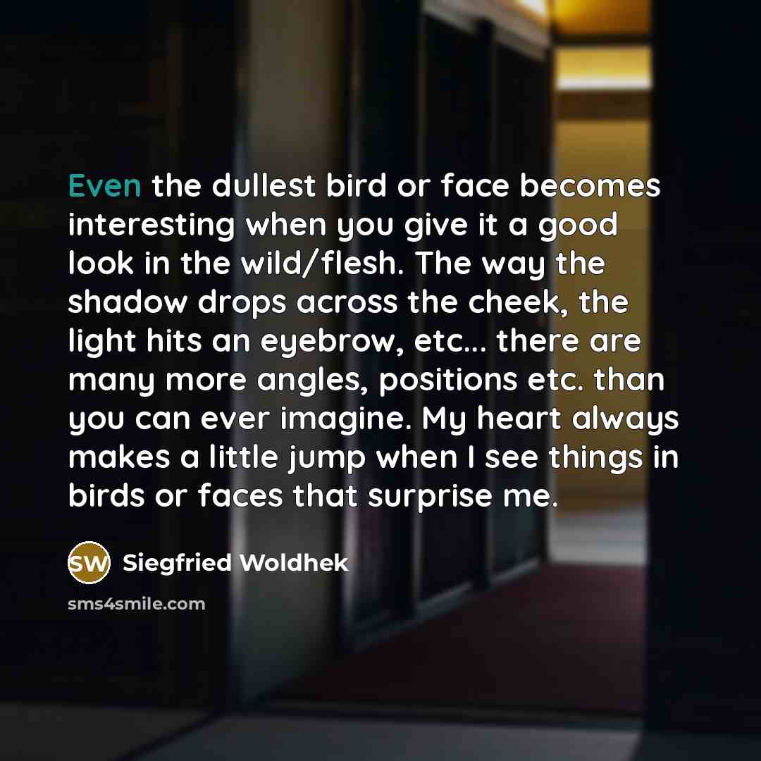 “Even the dullest bird or face becomes interesting when you…” quote by Siegfried Woldhek