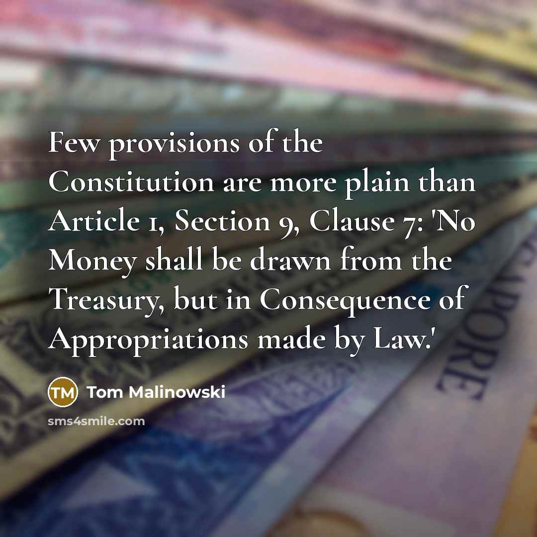 “Few provisions of the Constitution are more plain than Article…” quote by Tom Malinowski