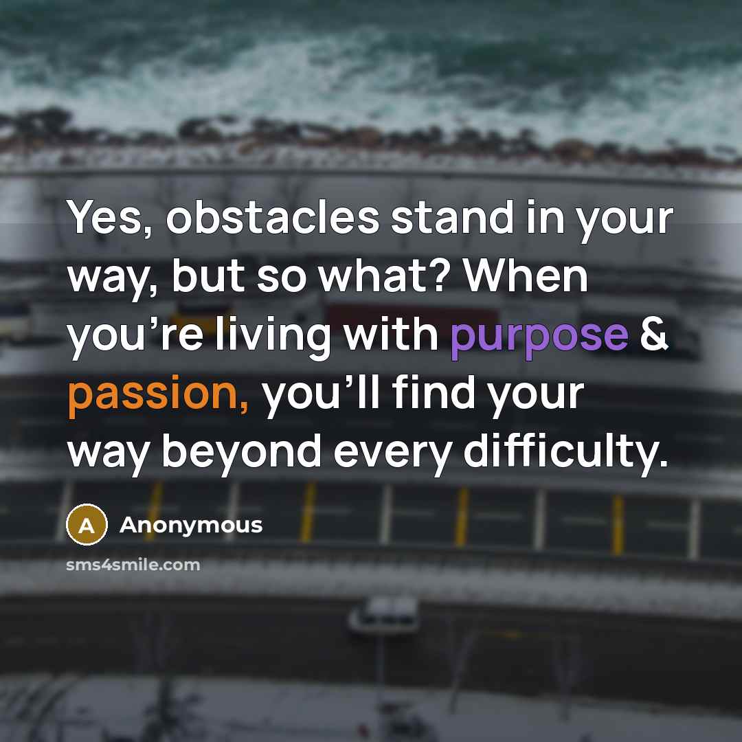 “Yes, obstacles stand in your way, but so what? When…” quote by Anonymous
