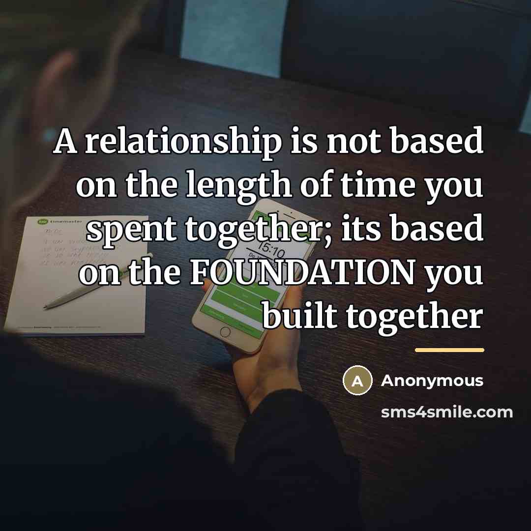 “A relationship is not based on the length of time…” quote by Anonymous