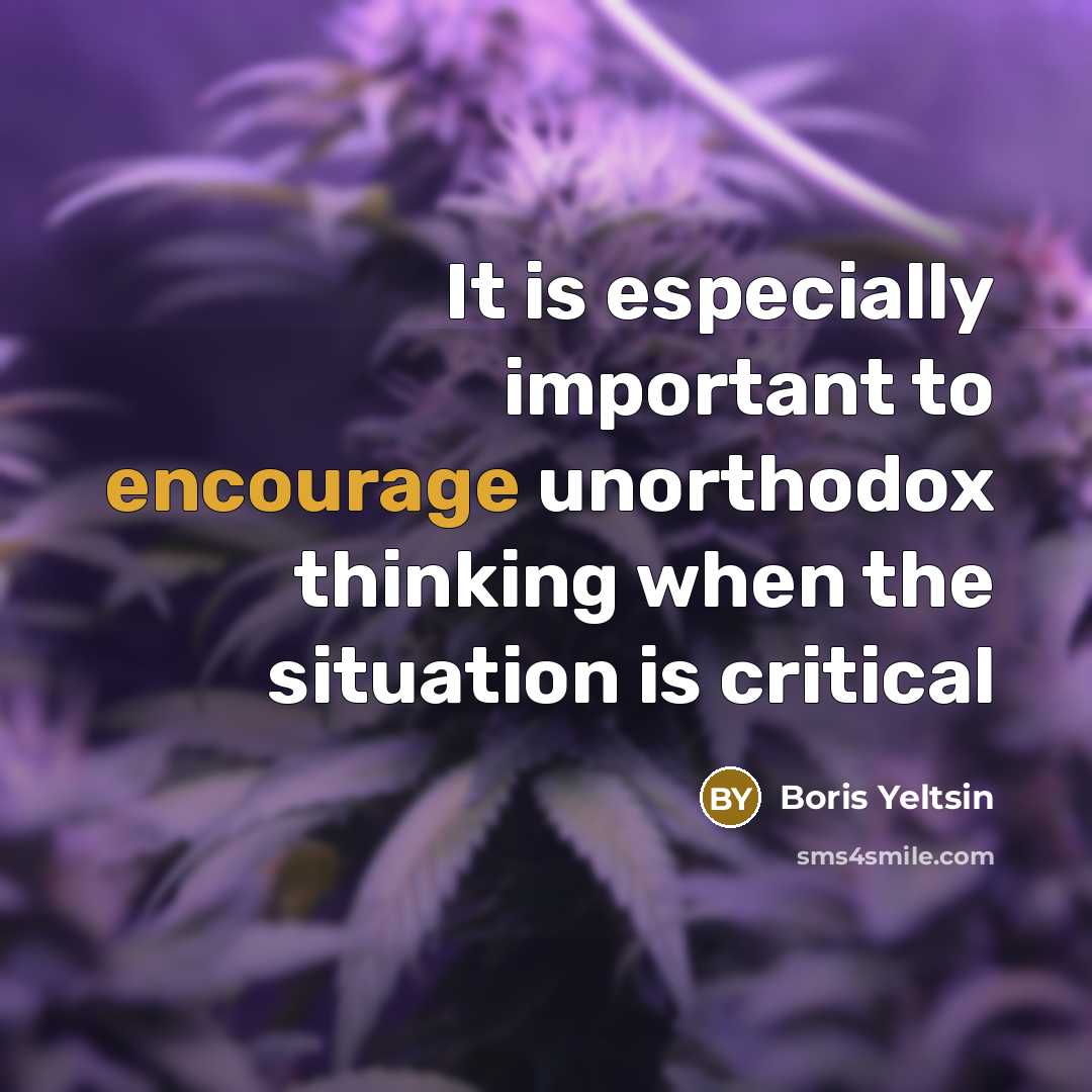 “It is especially important to encourage unorthodox thinking when the…” quote by Boris Yeltsin