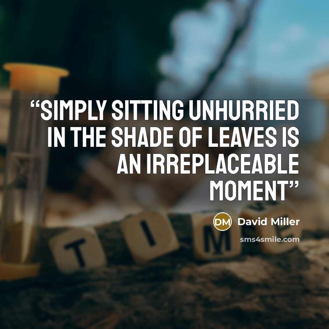 “Simply sitting unhurried in the shade of leaves is an irreplaceable moment” quote by David Miller
