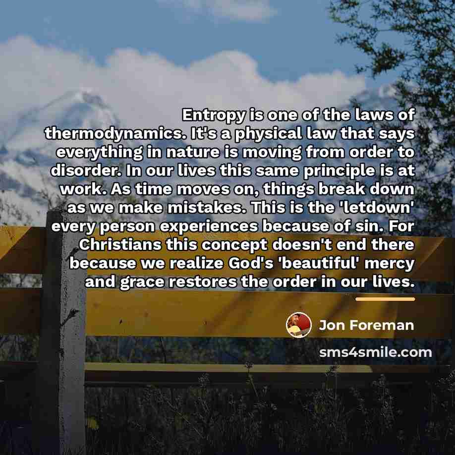 “Entropy is one of the laws of thermodynamics. It's a…” quote by Jon Foreman