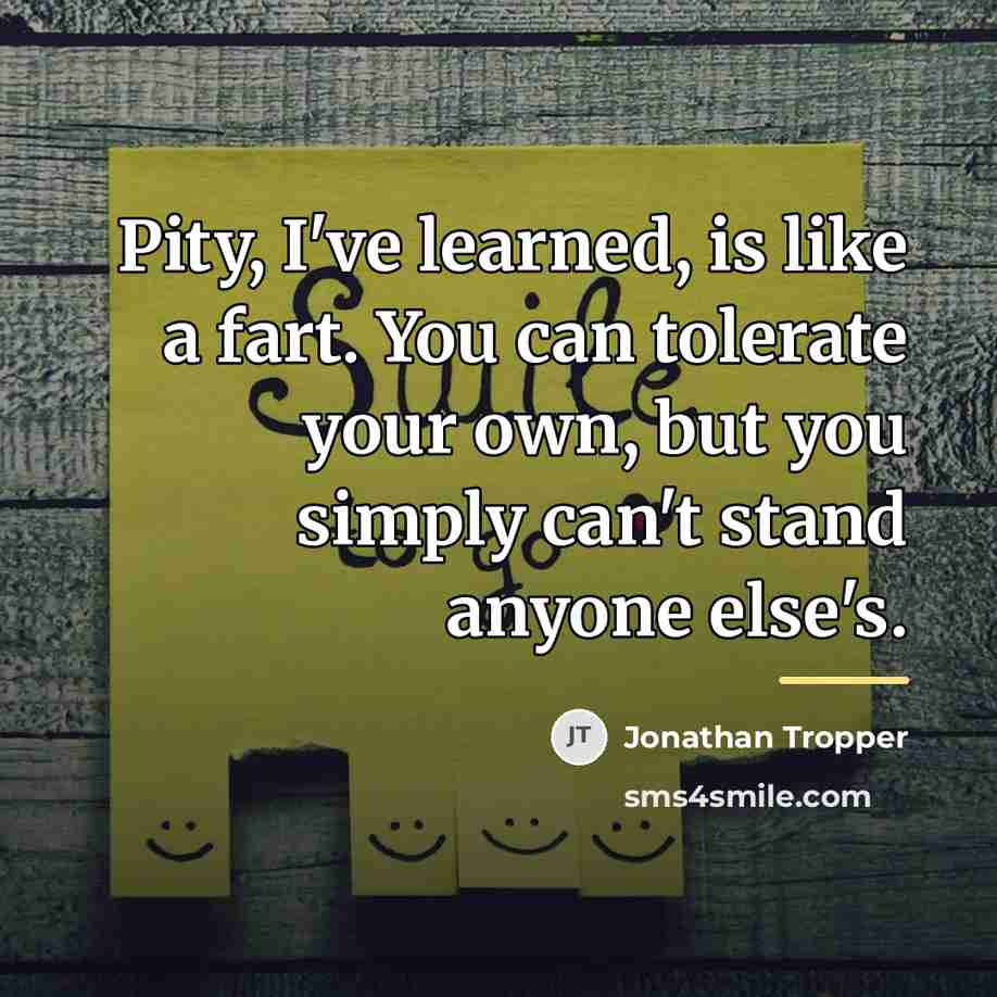“Pity, I've learned, is like a fart. You can tolerate…” quote by Jonathan Tropper