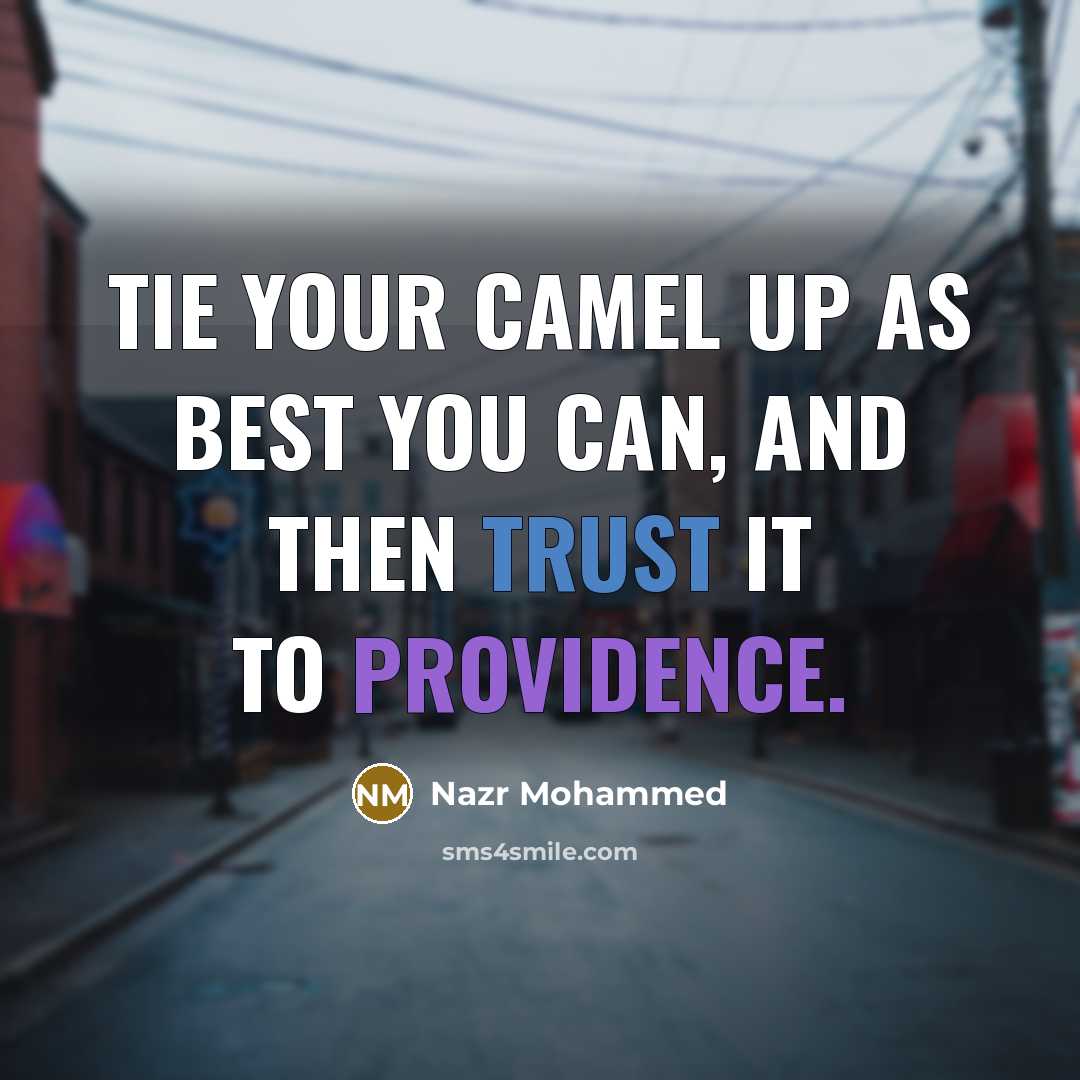 “Tie your camel up as best you can, and then trust it to Providence.” quote by Nazr Mohammed