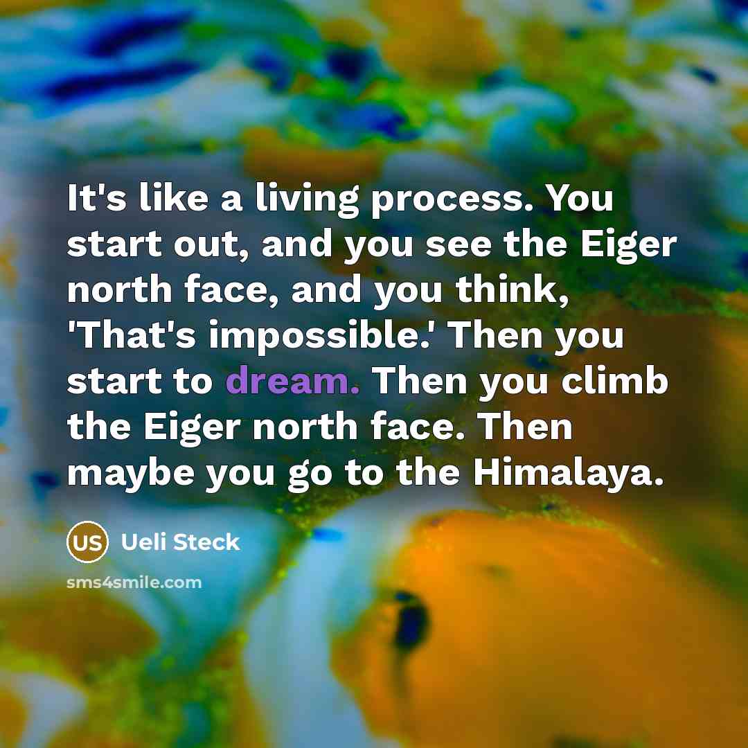 “It's like a living process. You start out, and you…” quote by Ueli Steck