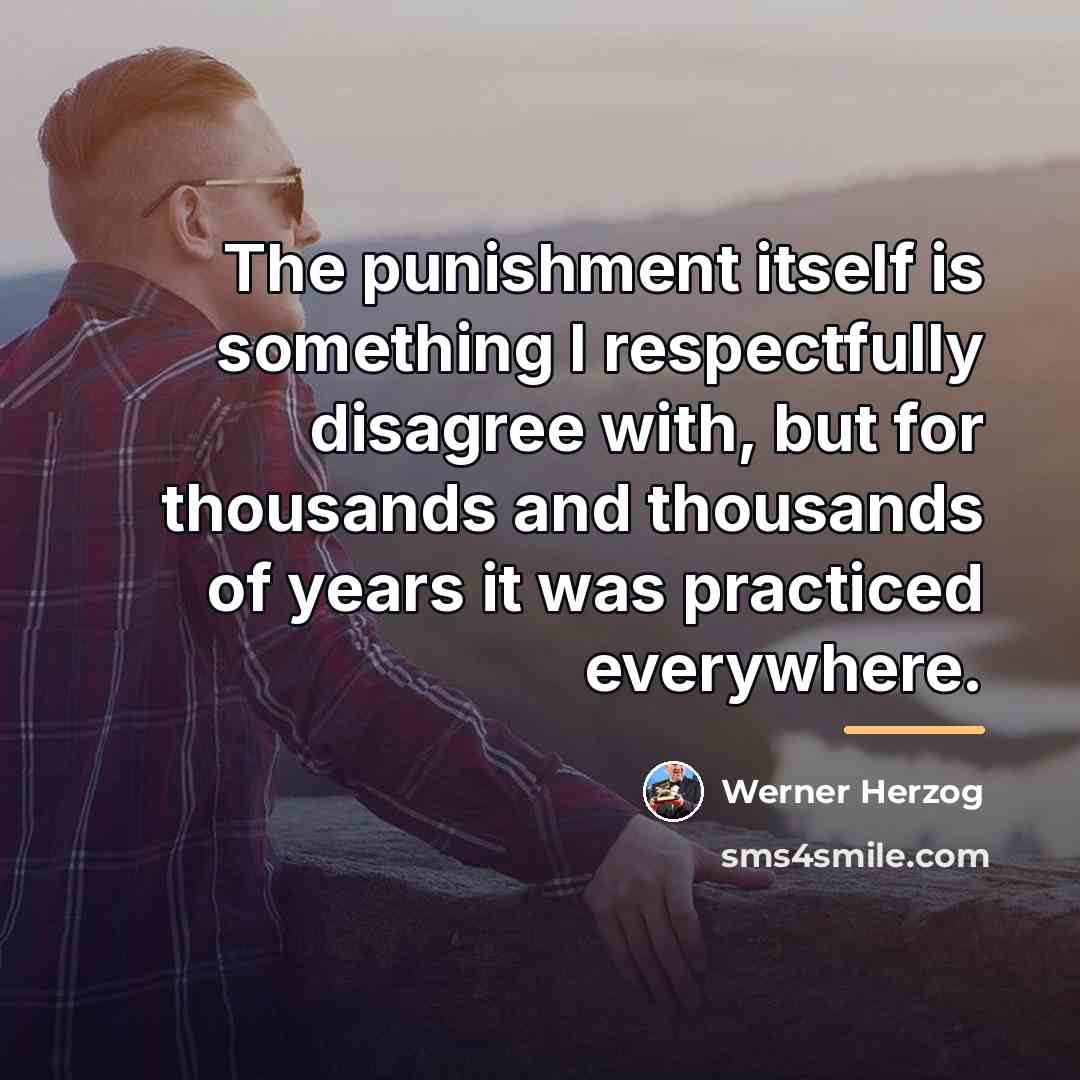 “The punishment itself is something I respectfully disagree with, but…” quote by Werner Herzog