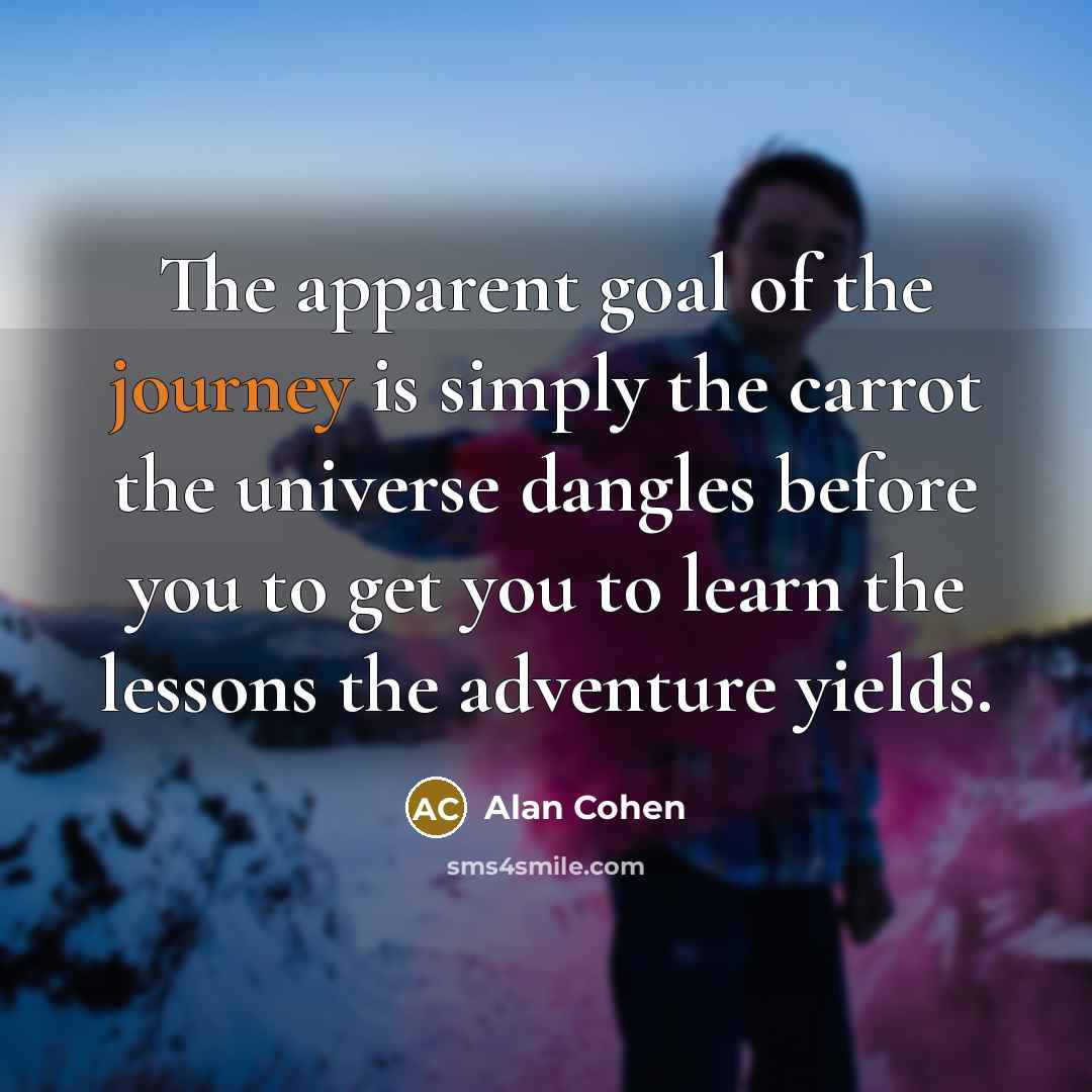 “The apparent goal of the journey is simply the carrot…” quote by Alan Cohen