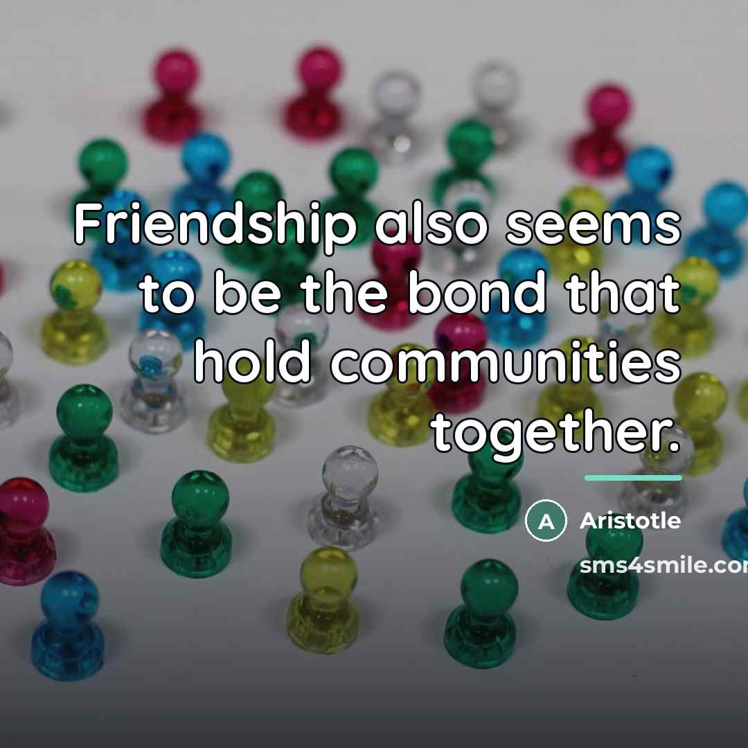 “Friendship also seems to be the bond that hold communities…” quote by Aristotle